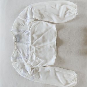 Reformation Cream White Lace Long Bell Sleeve Crop Sweetheart Top Size 0